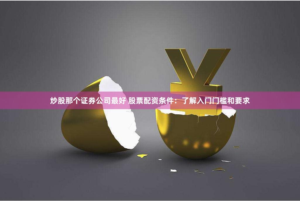 炒股那个证券公司最好 股票配资条件：了解入门门槛和要求